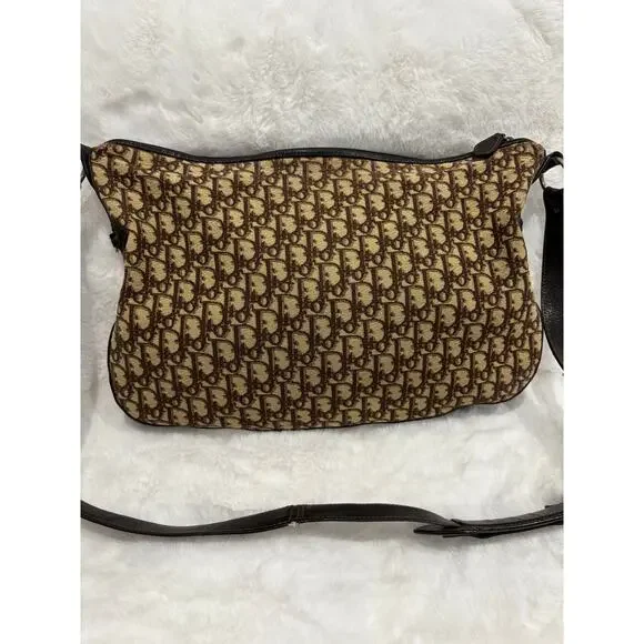 Christian Dior Vintage Oblique Crossbody Bag – Brown Canvas & Leather - Picture 7 of 10